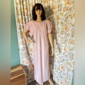 Vintage Pink Nightgown S-M Tall Nylon
